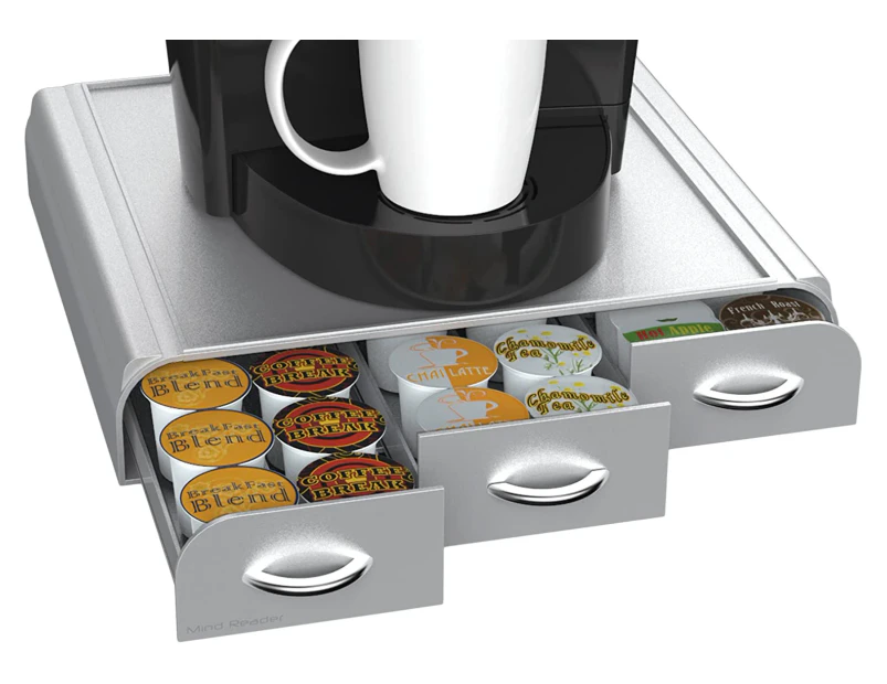 Single Serve Coffee Pod Holder,K-Cup Storage Drawer Organizer - Grey