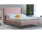 Istyle Modern Classic Olivia King Single Velvet Bed Frame Pink with Gold Legs