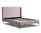 Istyle Modern Classic Olivia King Velvet Bed Frame Pink with Gold Legs
