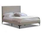 Istyle Modern Classic Cristian King Fabric Bed Frame White Oak with Black Legs