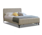 Istyle Modern Classic Alissa King Fabric Bed Frame White Oak with Black Legs