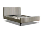 Istyle Modern Classic Alissa King Fabric Bed Frame White Oak with Black Legs