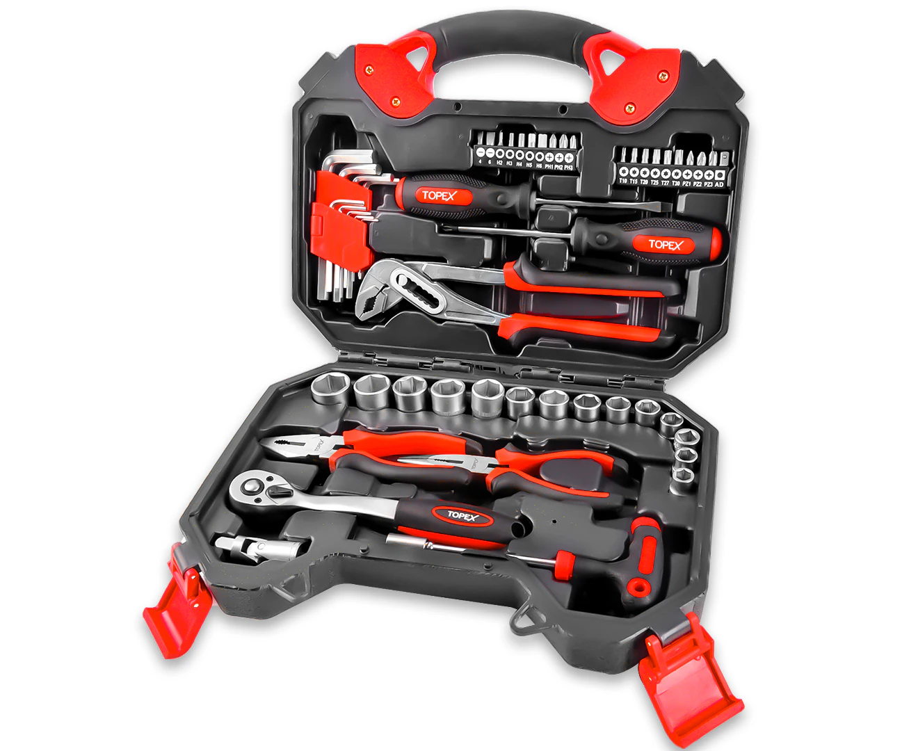 TOPEX 52-Piece Hand Tool Kit Portable Home/Auto Repair Set w/Storage Case