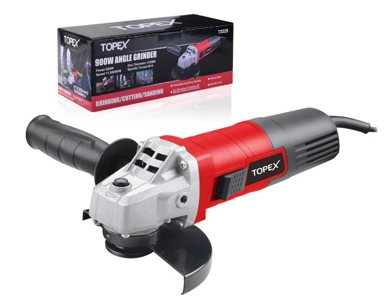 TOPEX Heavy Duty Topex 900W 125mm Angle Grinder with Side Handle Protection Switch
