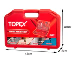TOPEX 246PCs Combination Drill Bit Set Screw Bits Titanium for Metal Wood Masonry