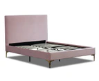 Istyle Modern Classic Cristian King Velvet Bed Frame Pink with Gold Legs
