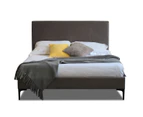 Istyle Modern Classic Cristian King Single Velvet Bed Frame Grey with Black Legs