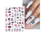 Nail Sticker Fabulous Flower Printing Ultra Thin Manicure Blossom Nail Art Decor for Lady-H