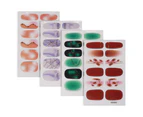 4Pcs/Set Nail Sticker Non-Fading 3D Effects Ultra Thin Nail Wrap Plain Decor Stickers Strip for Manicure-E