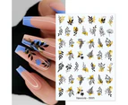 Nail Sticker Vivid Bright Ultra Thin Black White Leaves Flower Nail Tropical Geometry Stickers for Girl-5
