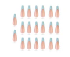 20Pcs Nail Patch Fadeless Skin-friendly ABS French Coffin Fake Nail for Prom-Pearlescent Blue