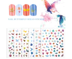 6Sheets/Set Manicure Decal Decorative Exquisite Glue-free Nail Butterfly Ocean Sticker for Women