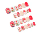 24Pcs/Box Fake Nails Press Self-adhesive User Friendly Full Coverage Christmas Series Child Nails Press for Home-15