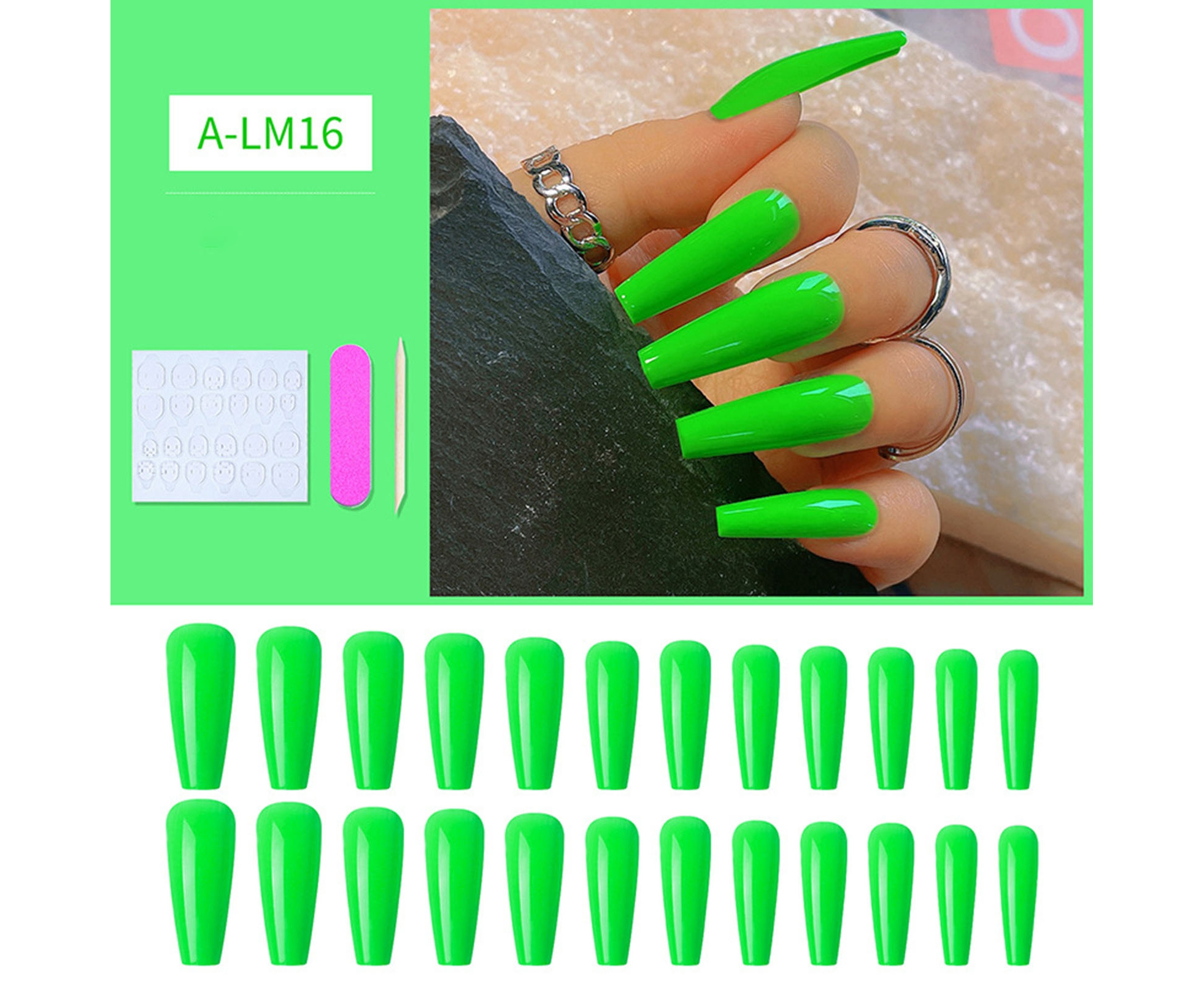 24Pcs/Box Nail Tip Polishing-Free Gradient Effect Ultra Thin Fake Nails ...