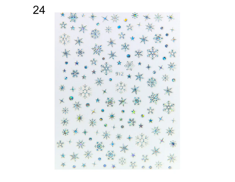 Nail Sticker Christmas Patterns Non-Fading Ultra Thin Christmas Snowflakes Nail Foil Stickers for Female-24