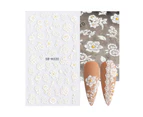 Embossed Nail Sticker Exquisite Lace Flower Butterfly Pattern DIY Design 5D Nail Transfer Sticker Decal for Wedding-4