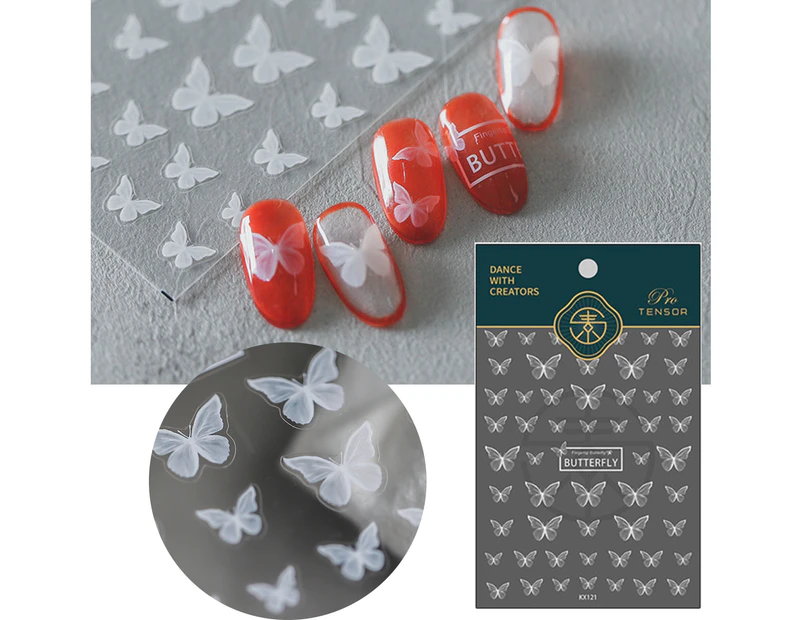 Manicure Decal Universal Compact Easy to Use White Butterfly Nail Art Transfer Sticker for Women