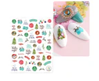 Nail Sticker Christmas Patterns Non-Fading Colorful Winter Xmas Nail 3D Christmas Elk Sliders for Manicure-E