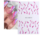 7Pcs/Set Nail Line Sticker French Style Strip Patterns Ultra Thin 3D Geometry Irregular Whirling Wave Cow Decal for Manicure