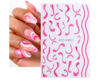 7Pcs/Set Nail Line Sticker French Style Strip Patterns Ultra Thin 3D Geometry Irregular Whirling Wave Cow Decal for Manicure