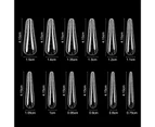 60Pcs Artificial Nail Tips Graduated Extend Nails Clear Coffin Shape Quick Building Nail Mold Tips for Manicure-C
