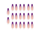 20Pcs Nail Patch Fadeless Skin-friendly ABS French Coffin Fake Nail for Prom-Deep  Purple