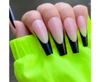 20Pcs Nail Patch Fadeless Skin-friendly ABS French Coffin Fake Nail for Prom-Black