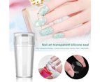 Transparent-1 Set Nail Art Stamper with Nail Scraper Removable Design Transparent Silicone Nail Stamper Manicure Tools for Professional