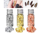 3Bottles Manicure Foil Decal Anti-fade Multifunctional Nice-looking Nail Art Gold Color Foil Paper for Women