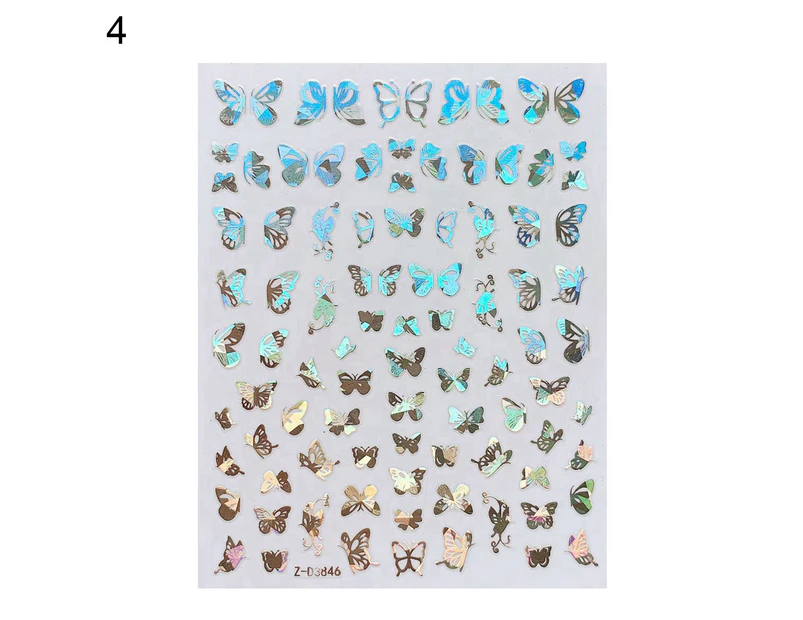 Butterfly  Nail Stickers Symphony Color Eye-catching Craft Decoration Holographic Butterfly Nail Art Sticker for Girl-4