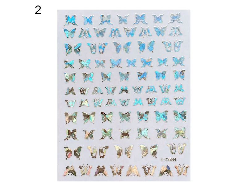 Butterfly  Nail Stickers Symphony Color Eye-catching Craft Decoration Holographic Butterfly Nail Art Sticker for Girl-2