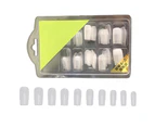 96Pcs/Box Seamless Nail Tips Ladder Shape Ultra Thin Water Drop Fold Transparent Frosted Tip for Manicure-Square