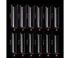 Transparent-240Pcs/Box Nail Tips C Curved Pipe Shaped Transparent Long Square Coffin False Nail Tips for Manicure