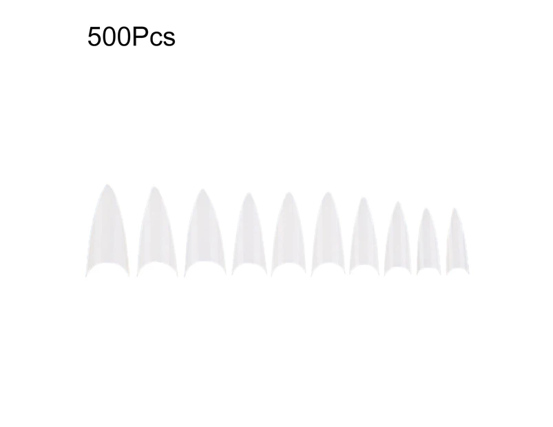 500Pcs Pointed False Nail Tips Fingernail Cover Home Salon DIY Manicure Decor-White