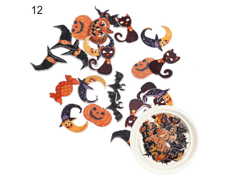Halloween Multicolor Pumpkin Ghost Spider Witch Nail Art Stickers Decals Decor-12#