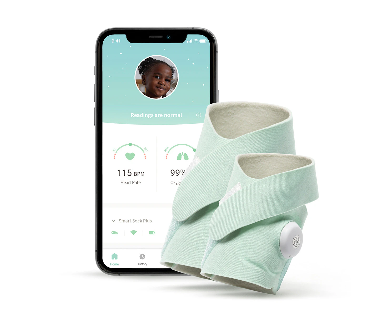 Owlet Smart Sock Plus Baby Monitor, For 0-5 Years Old, Mint