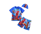 Boys 3 Piece Set Swimsuit Superhero Swimming Costume - Blue