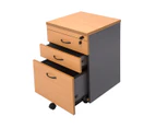 Mobile Pedestal Beech And Ironstone 465X447X690Mm - Flat Pack Delivery