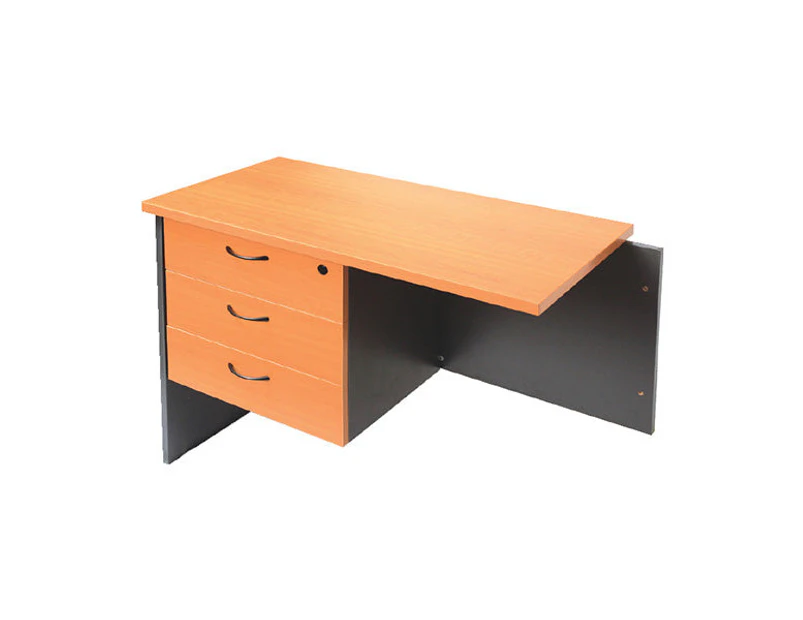 Fixed Return Pedestal With 3 Drawers Beech And Ironstone 465X370X454Mm - Flat Pack Delivery