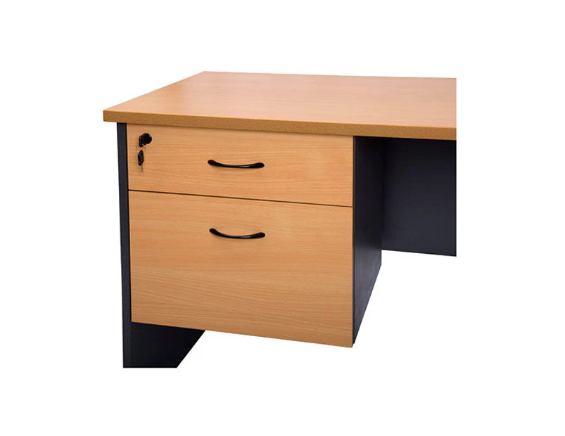 Fixed Under Desk Pedestal Beech And Ironstone 465X447X454Mm - Flat Pack Delivery
