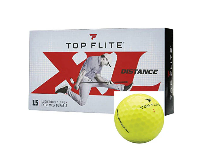 Top Flight XL Distance Golf Balls - 15 Pack - White or Yellow - Yellow