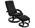 Massage Recliner with Footrest Black Suede-touch Fabric