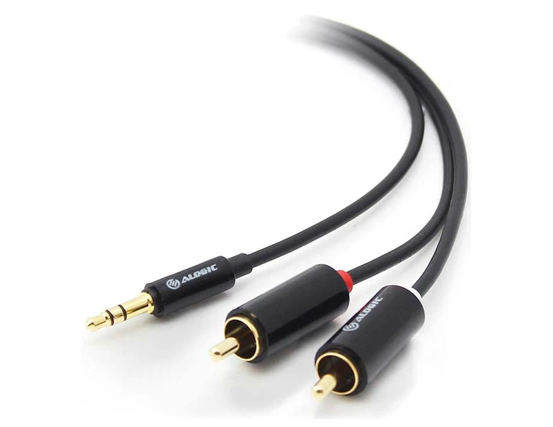 Alogic AD-SPL-01 1m 3.5mm Stereo Audio to 2 X RCA Stereo Premium Male to 2x Male