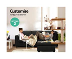 Sofa Lounge Set 4 Seater Modular Chaise Chair Couch Fabric Dark Grey