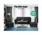 Sofa Lounge Set 5 Seater Modular Chaise Chair Suite Couch Dark Grey