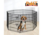 PaWz Pet Dog Playpen Puppy Exercise 8 Panel Enclosure Fence Black With Door 42"