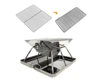 MangoTrees Stainless steel Foldable Charcoal BBQ Grill Camping Lightweight Portable - BBQ Grill With Stainless Steel Storage Box
