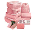 9 PCs Premium Travel Organizer Storage Bags - Pink