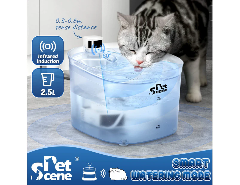 2.5L Automatic Cat Water Fountain Smart Pet Drinking Dispenser Feeder Bowl with Infrared Sensored