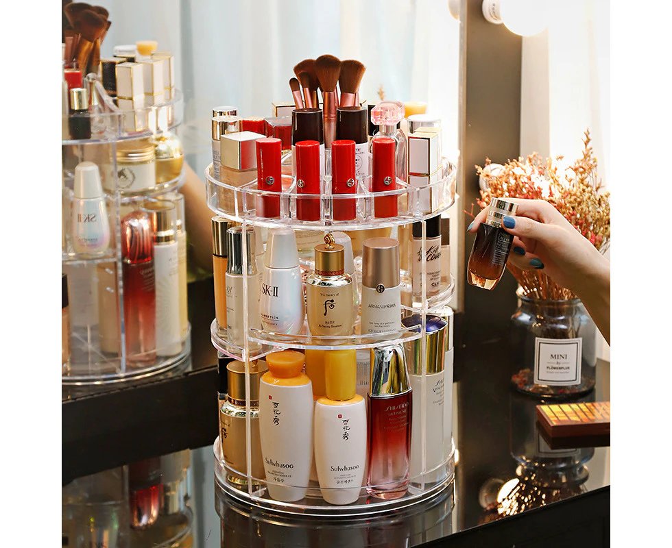 3 Layer 360° Rotating Makeup Organiser Cosmetics Holder Display Stand SkinCare